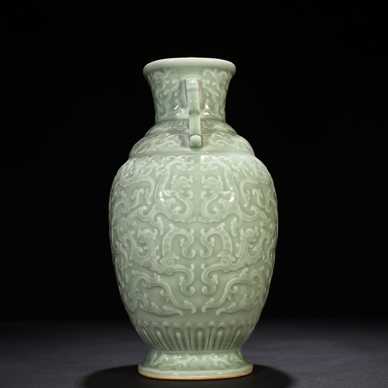 Qing Dynasty Qianlong pink celadon glaze amphorae