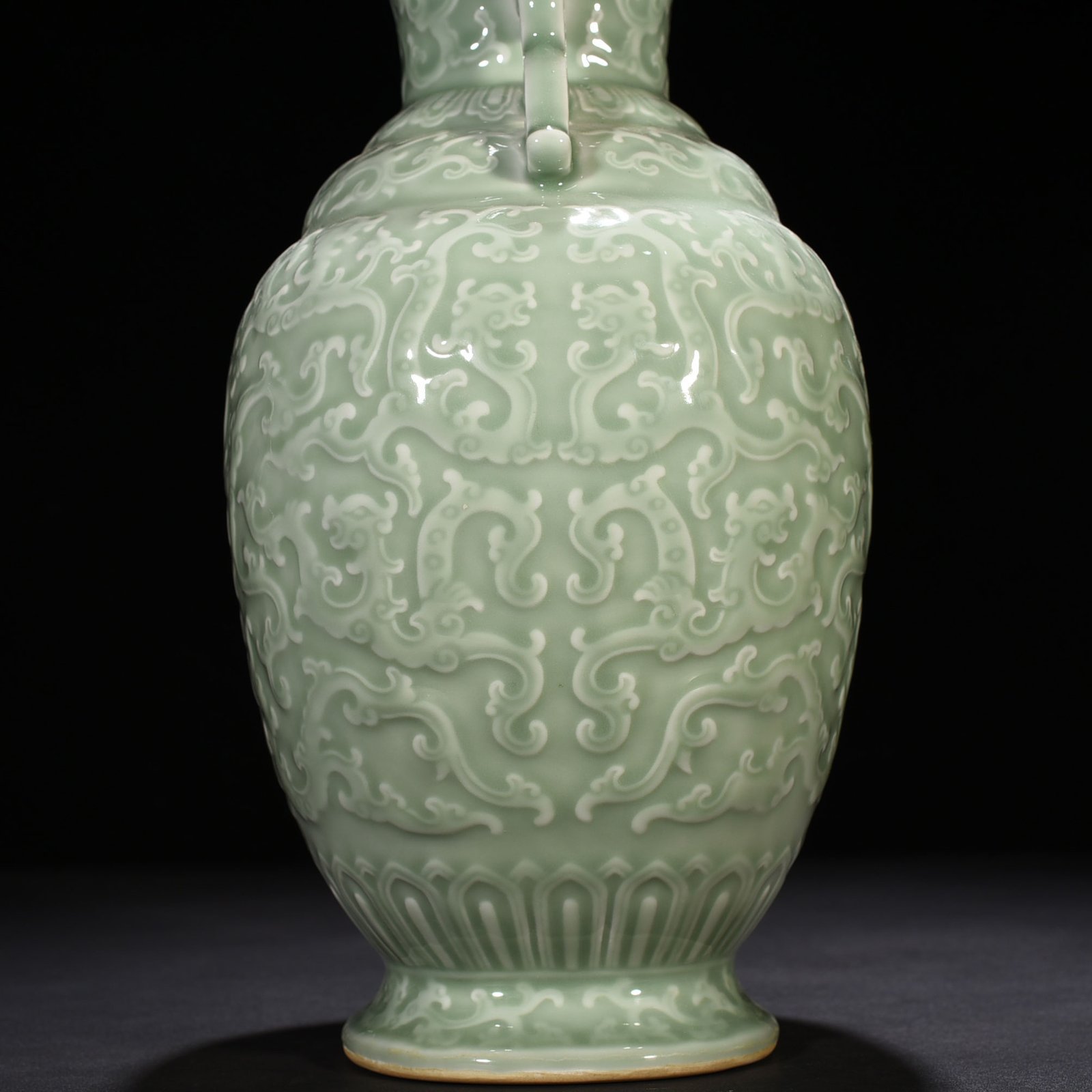 Qing Dynasty Qianlong pink celadon glaze amphorae