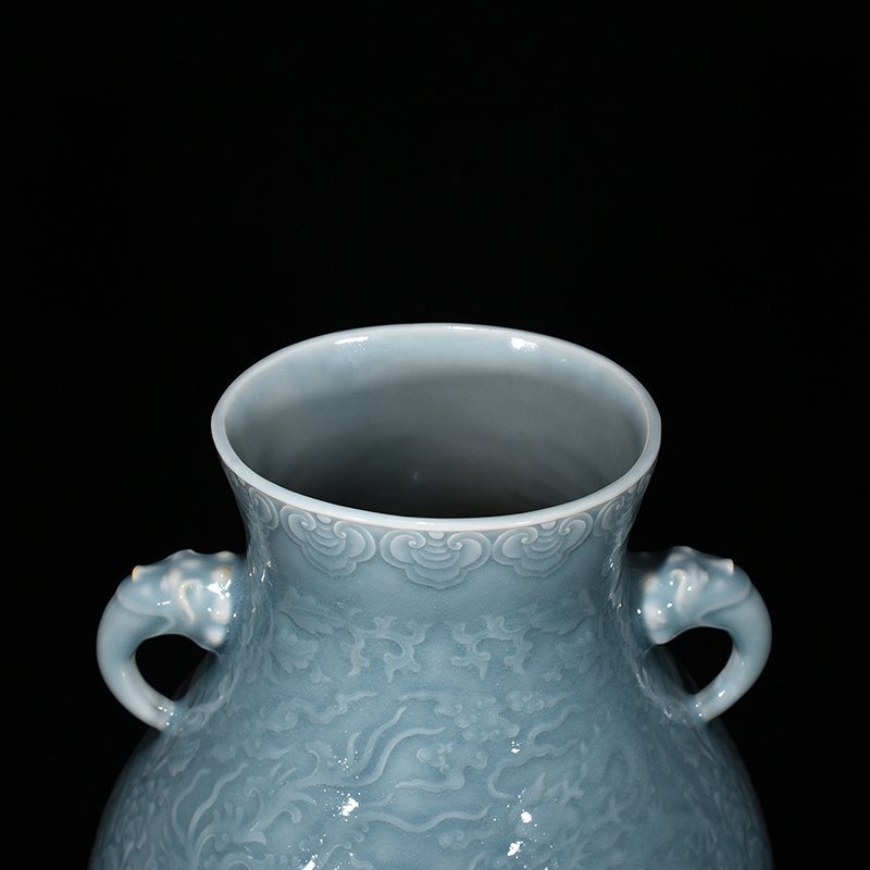 Qing Dynasty Qianlong pink celadon glaze amphora