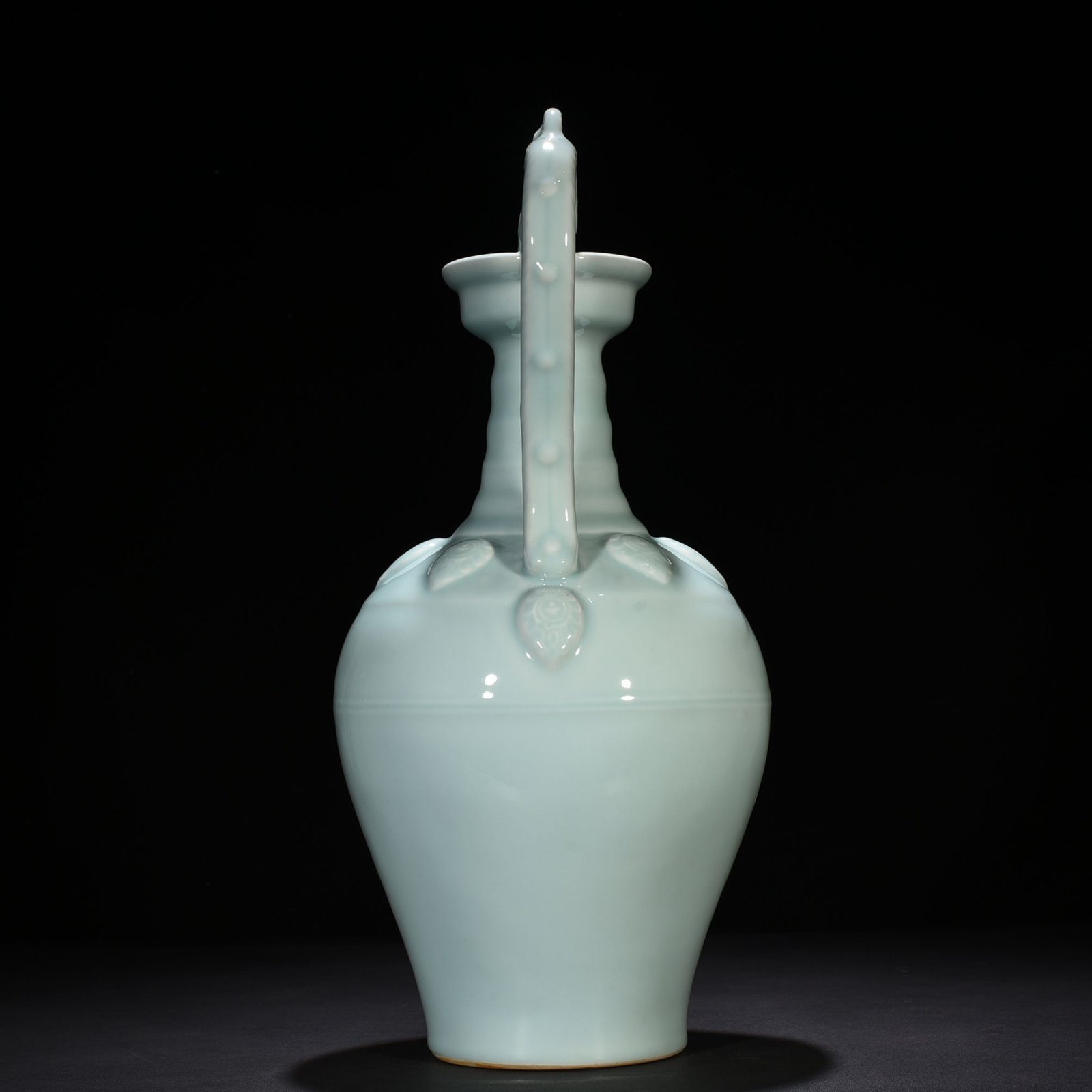 Qing Dynasty Qianlong pink celadon glaze double dragon statue