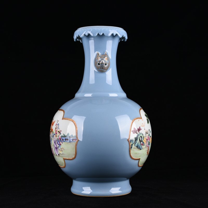 Qing Dynasty Qianlong pink celadon glaze consecrated pastel twelve flower