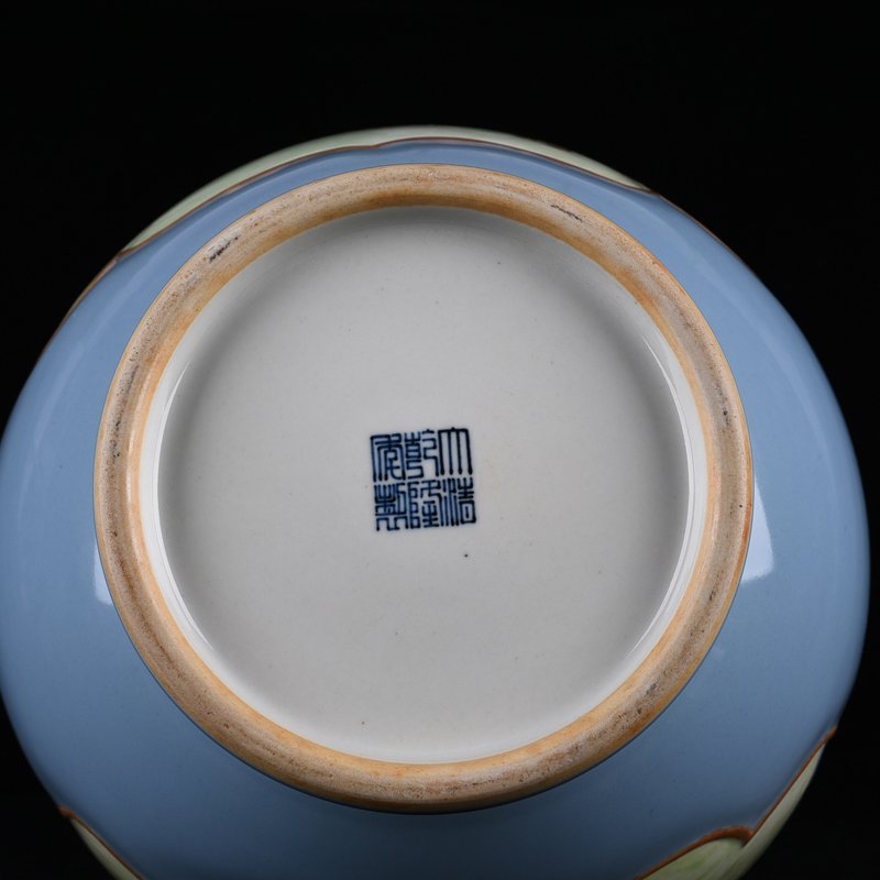 Qing Dynasty Qianlong pink celadon glaze consecrated pastel twelve flower
