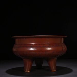 Qing Dynasty Qianlong Purple Gold Glazed Three-legged Li-type Burner