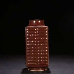 Qing Dynasty Qianlong Purple gold glaze Bagua Cong style vase