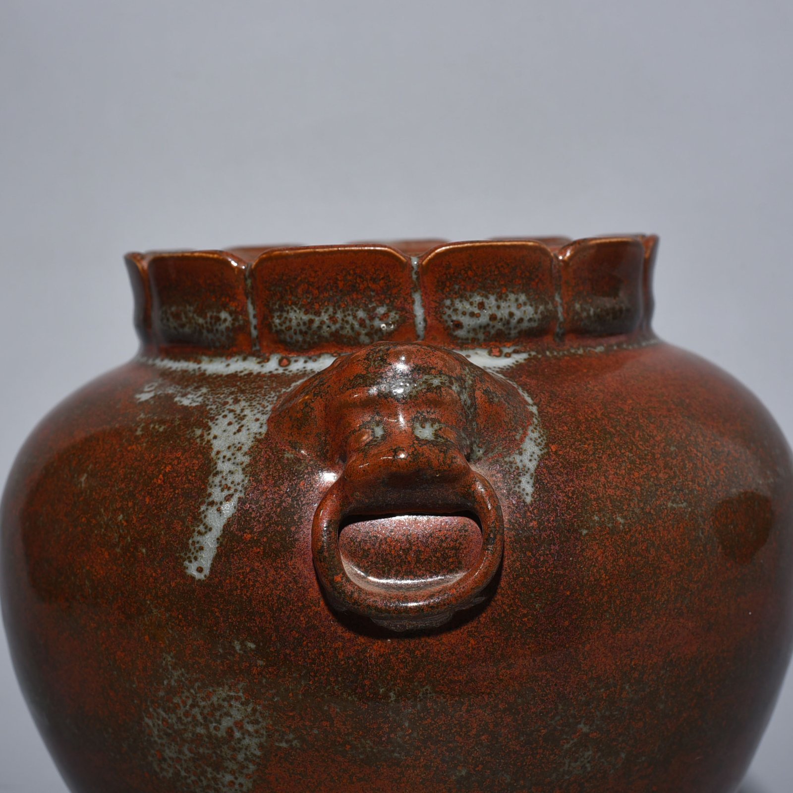 Qing Dynasty Qianlong Purple gold glazed animal ear jar