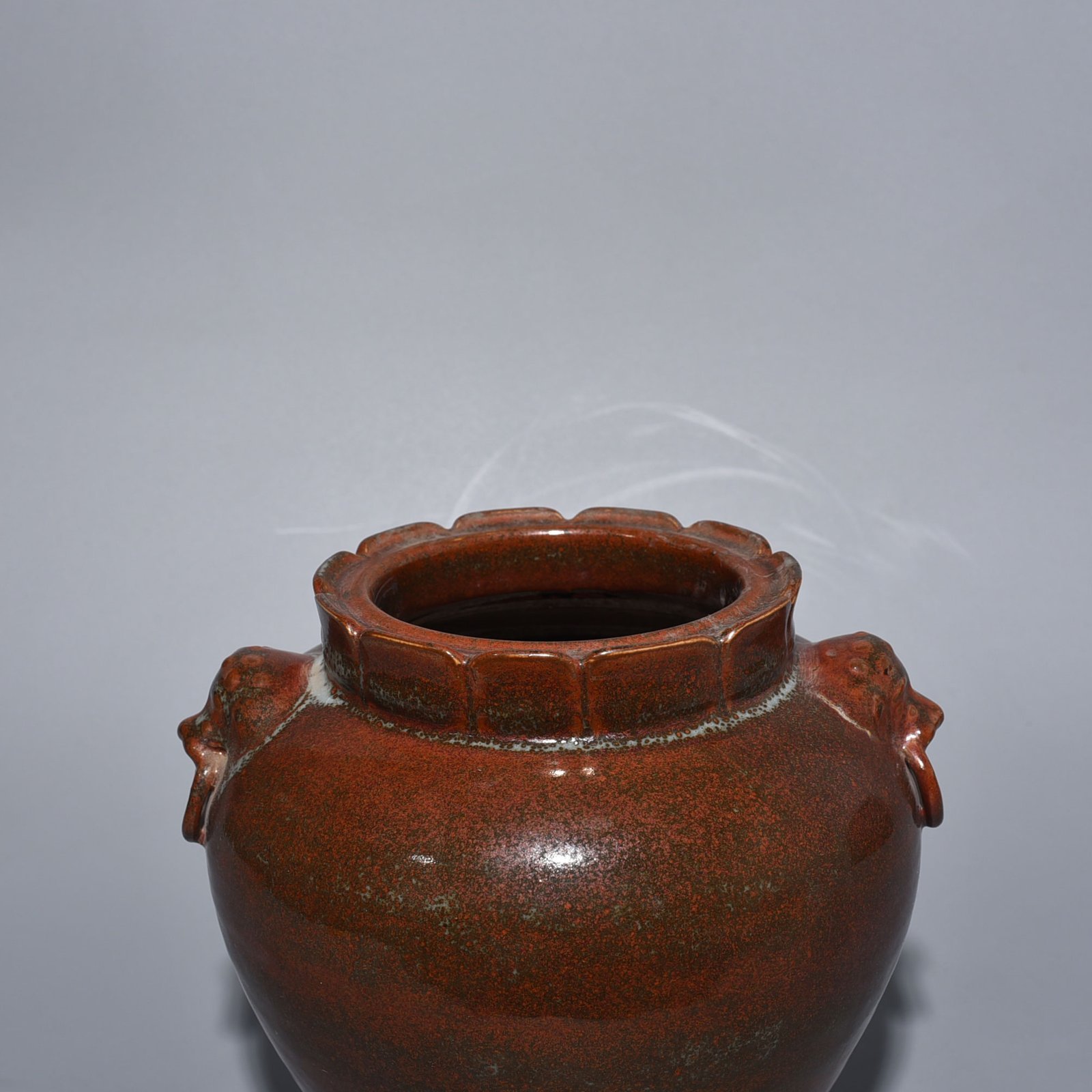 Qing Dynasty Qianlong Purple gold glazed animal ear jar