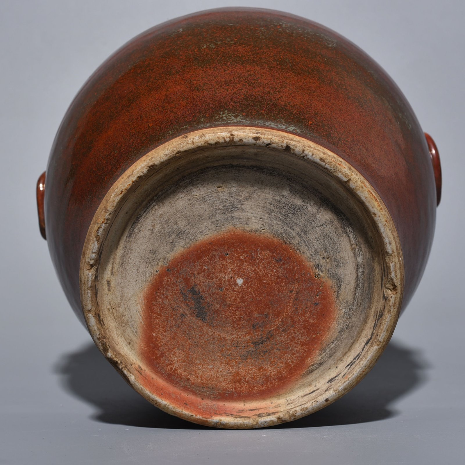 Qing Dynasty Qianlong Purple gold glazed animal ear jar