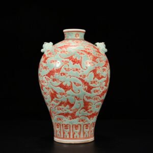 Qing Dynasty Qianlong Greenland Hongfu Qitian Plum Vase