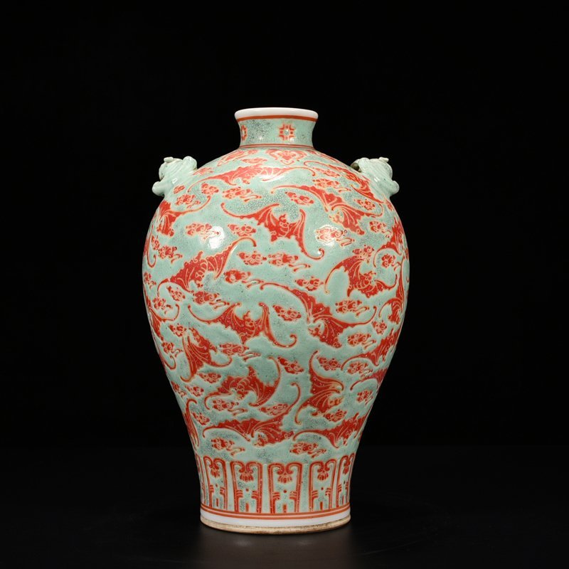Qing Dynasty Qianlong Greenland Hongfu Qitian Plum Vase