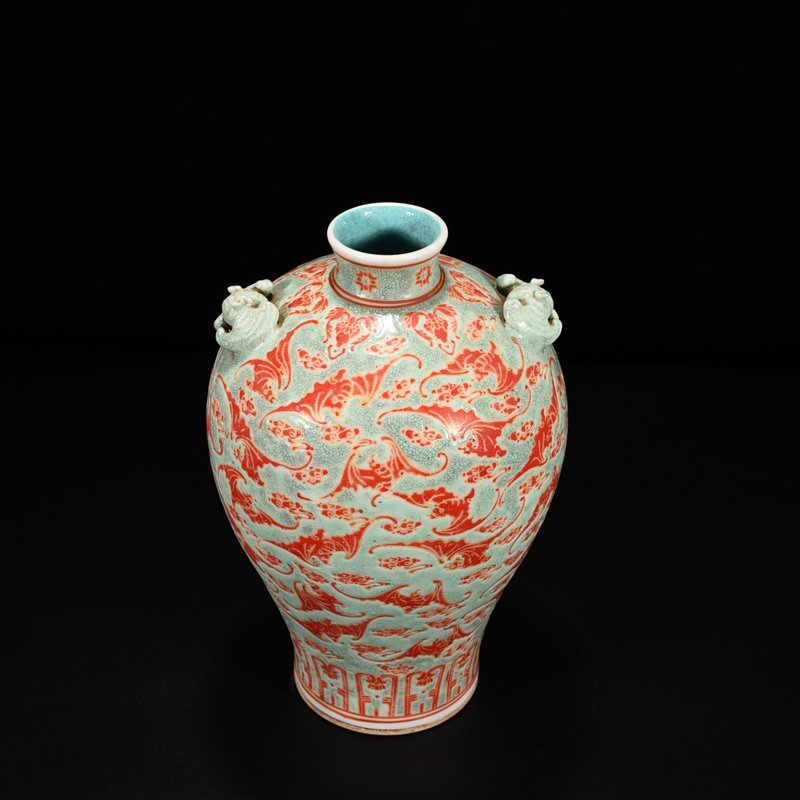 Qing Dynasty Qianlong Greenland Hongfu Qitian Plum Vase