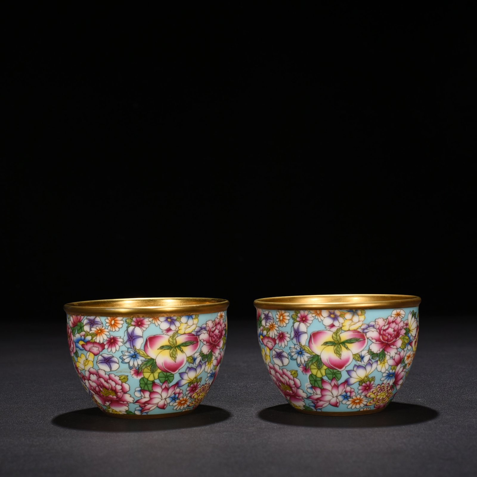 Qing Dynasty Qianlong Green Land Enamel Wanhua Cup