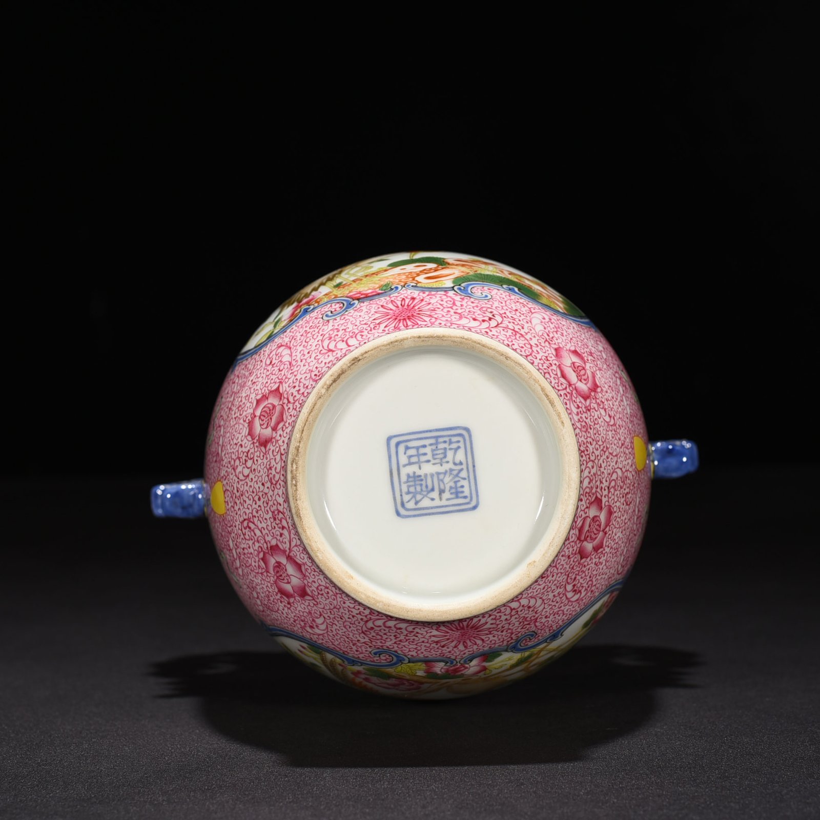 Qing Dynasty Qianlong rouge red windowed enamel amphorae with flower and bird patterns
