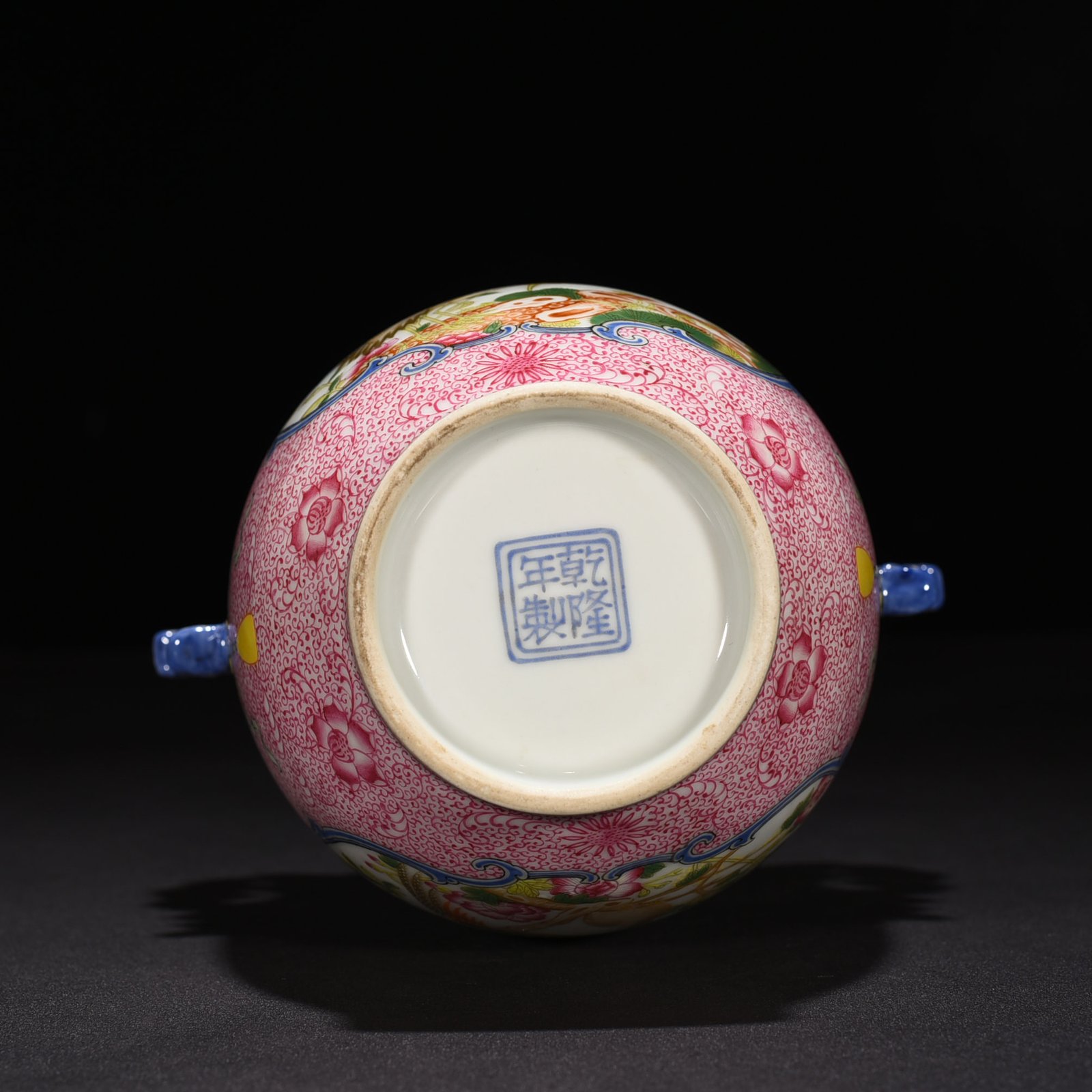 Qing Dynasty Qianlong rouge red windowed enamel amphorae with flower and bird patterns
