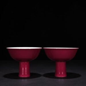 Qing Dynasty Qianlong rouge red glaze tall bowl