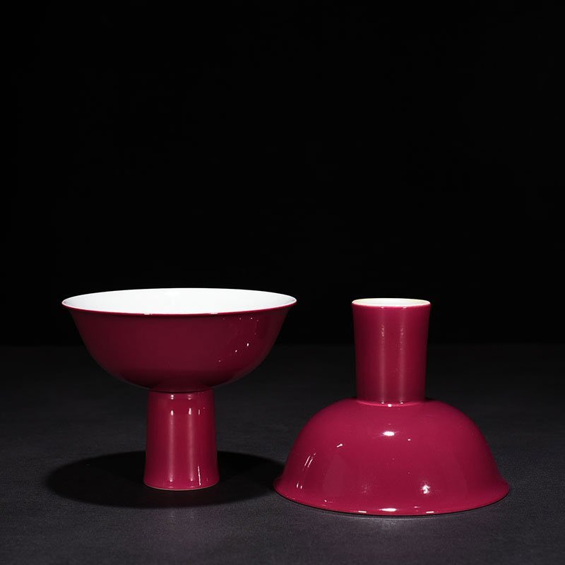 Qing Dynasty Qianlong rouge red glaze tall bowl