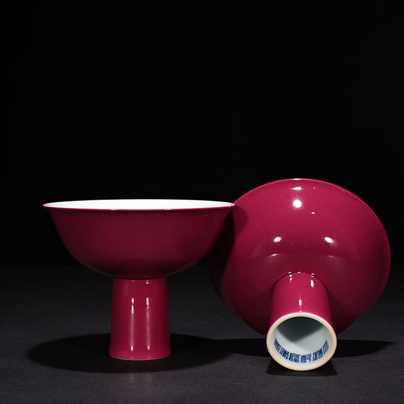 Qing Dynasty Qianlong rouge red glaze tall bowl