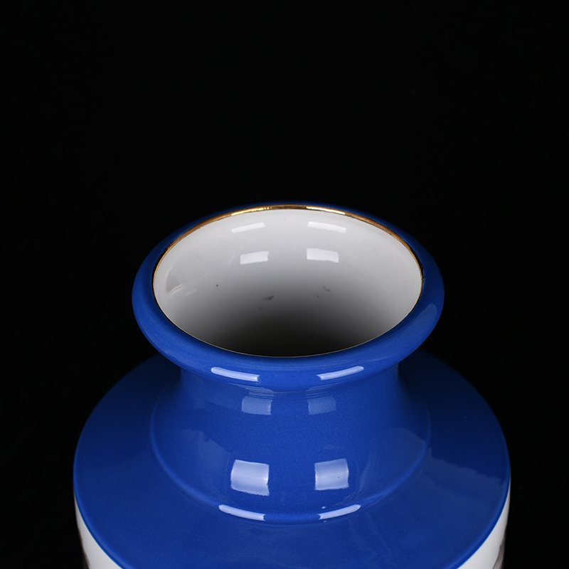 Qing Dynasty Qianlong blue-glazed ink-color landscape vase