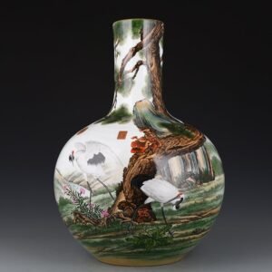 Qing Dynasty Qianlong Castiglione painted enamel celestial sphere vase