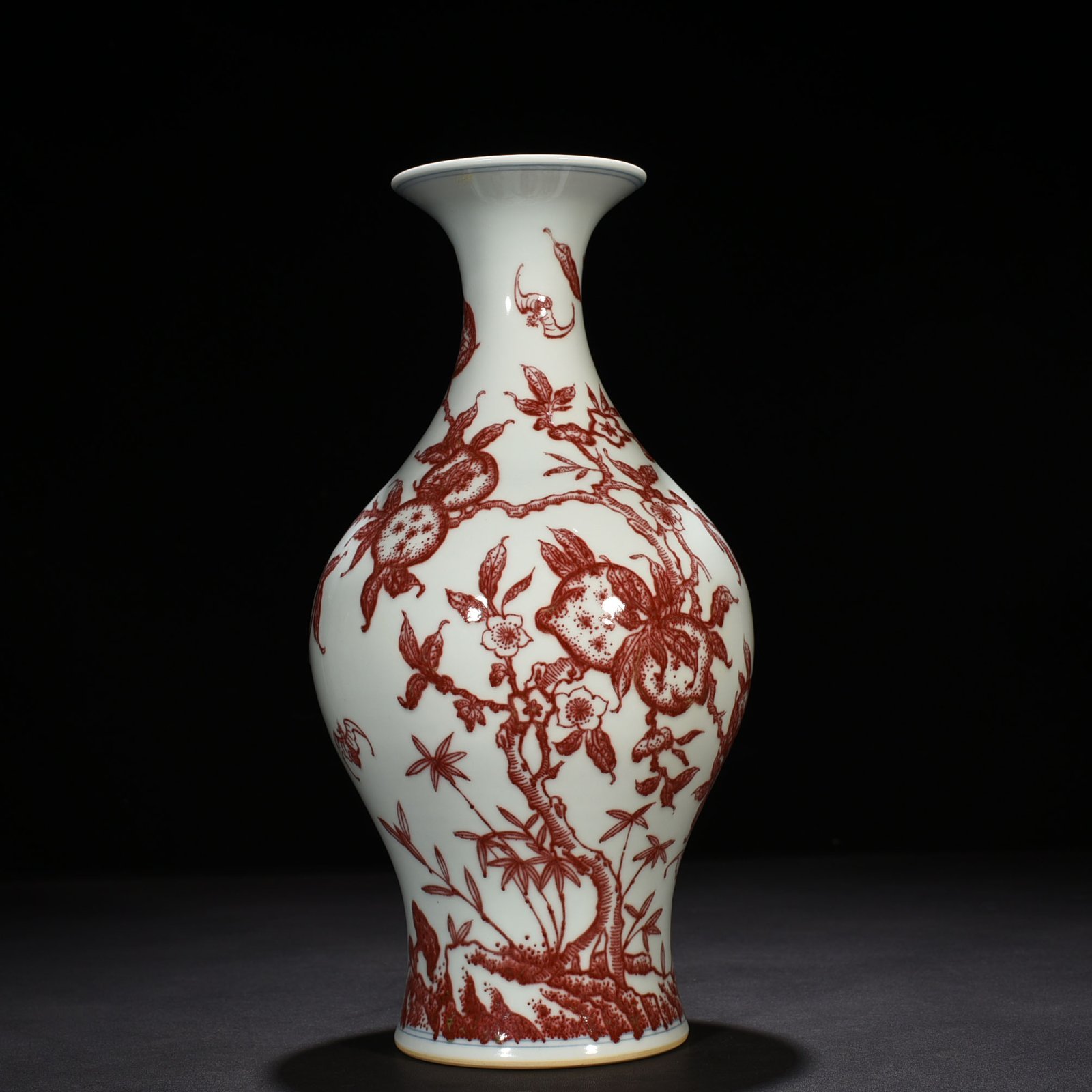 Qing Dynasty Qianlong underglaze red olive bottle