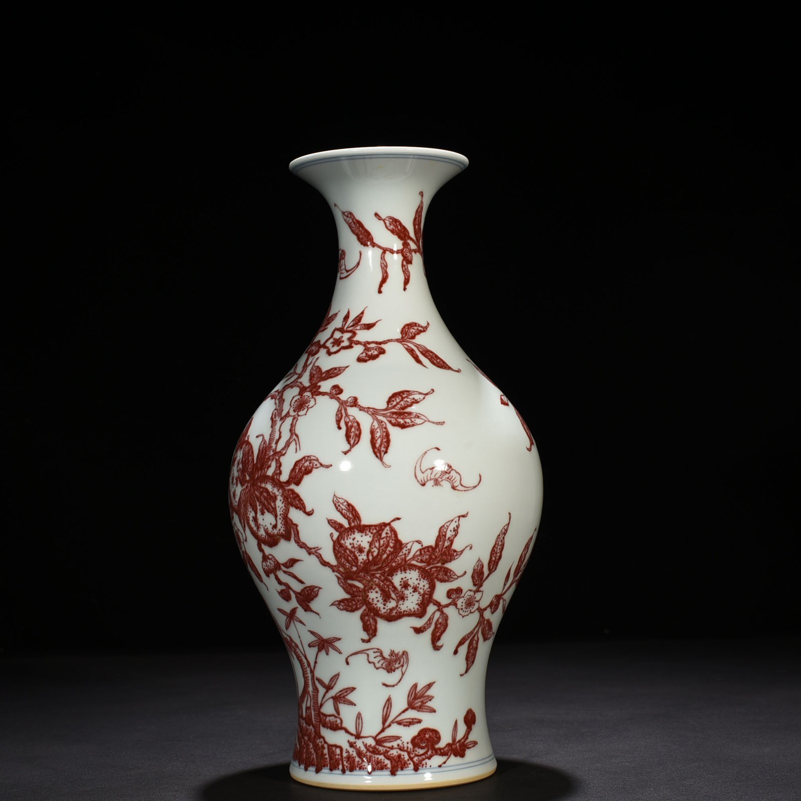 Qing Dynasty Qianlong underglaze red olive bottle