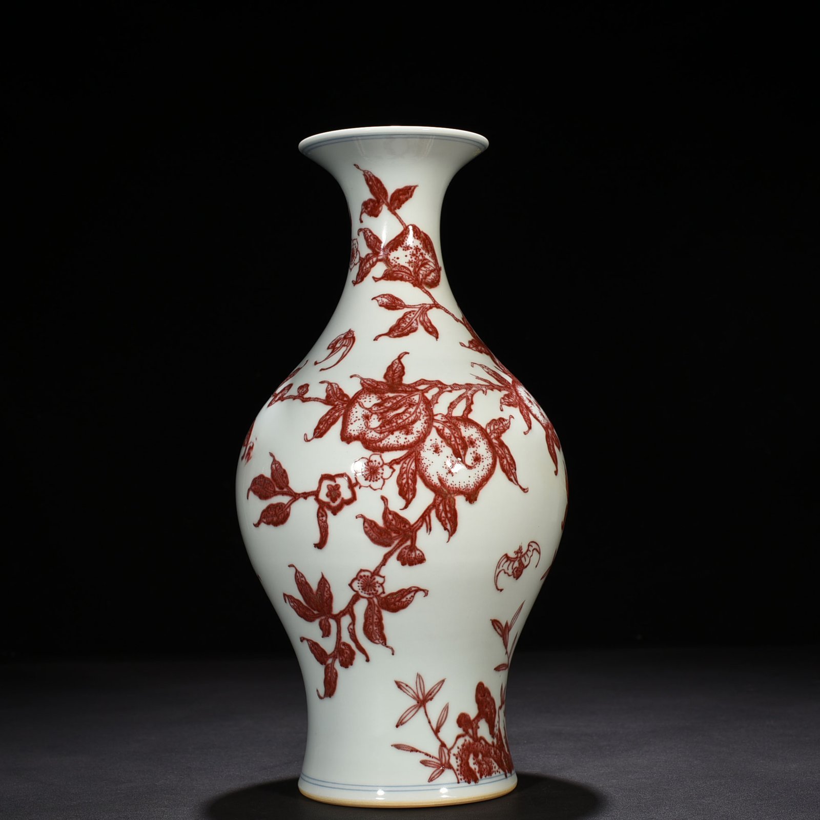 Qing Dynasty Qianlong underglaze red olive bottle