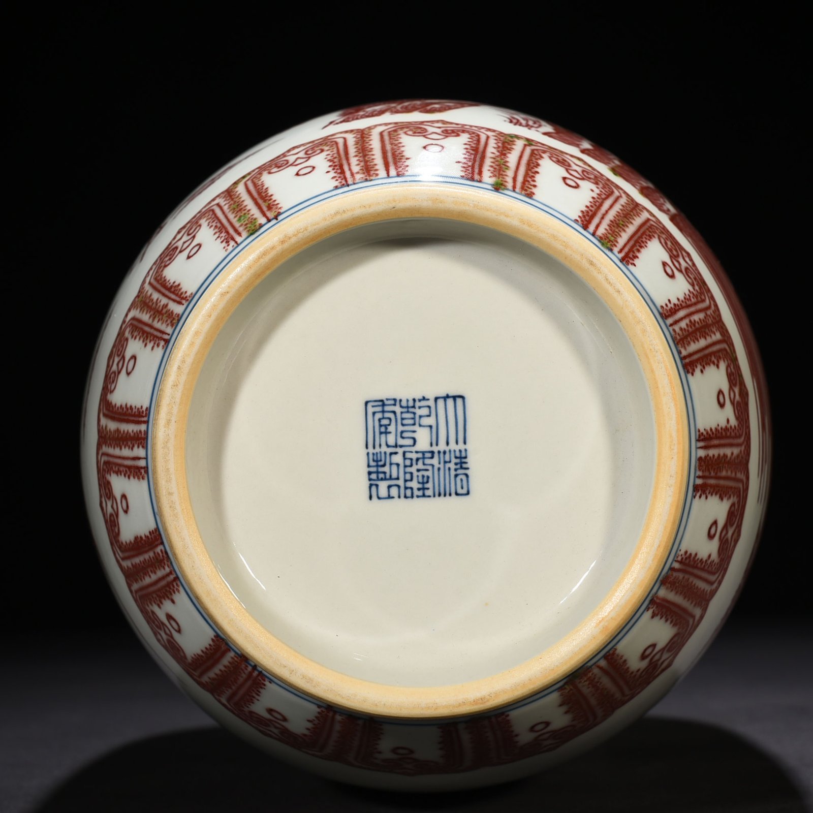 Qing Dynasty Qianlong underglaze red landscape and figure lantern vase