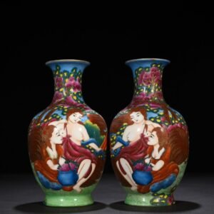 Qing Dynasty Qianlong gold silk enamel vase