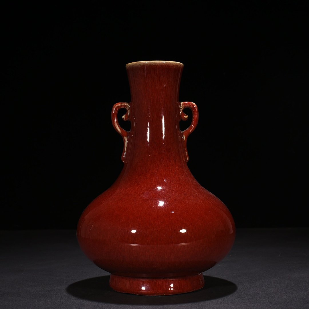 Qing Dynasty Qianlong Ji red glaze amphora