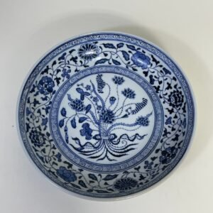 Qing Dynasty Qianlong blue and white lotus pattern plate