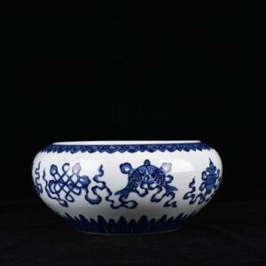 Qing Dynasty Qianlong Blue and White Buddhist Eight Treasures Pattern Brush Wash