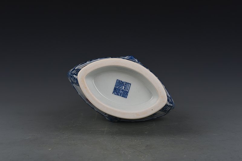 Qing Dynasty Qianlong blue and white consecrated Eight Immortals double-eared flat vase