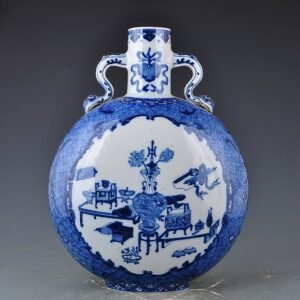 Qing Dynasty Qianlong blue and white flower vase