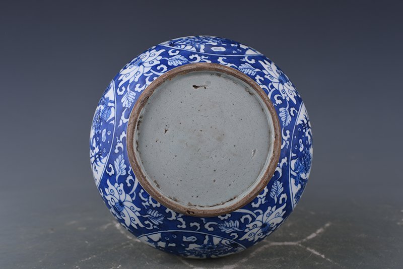 Qing Dynasty Qianlong blue and white flower and bird vase