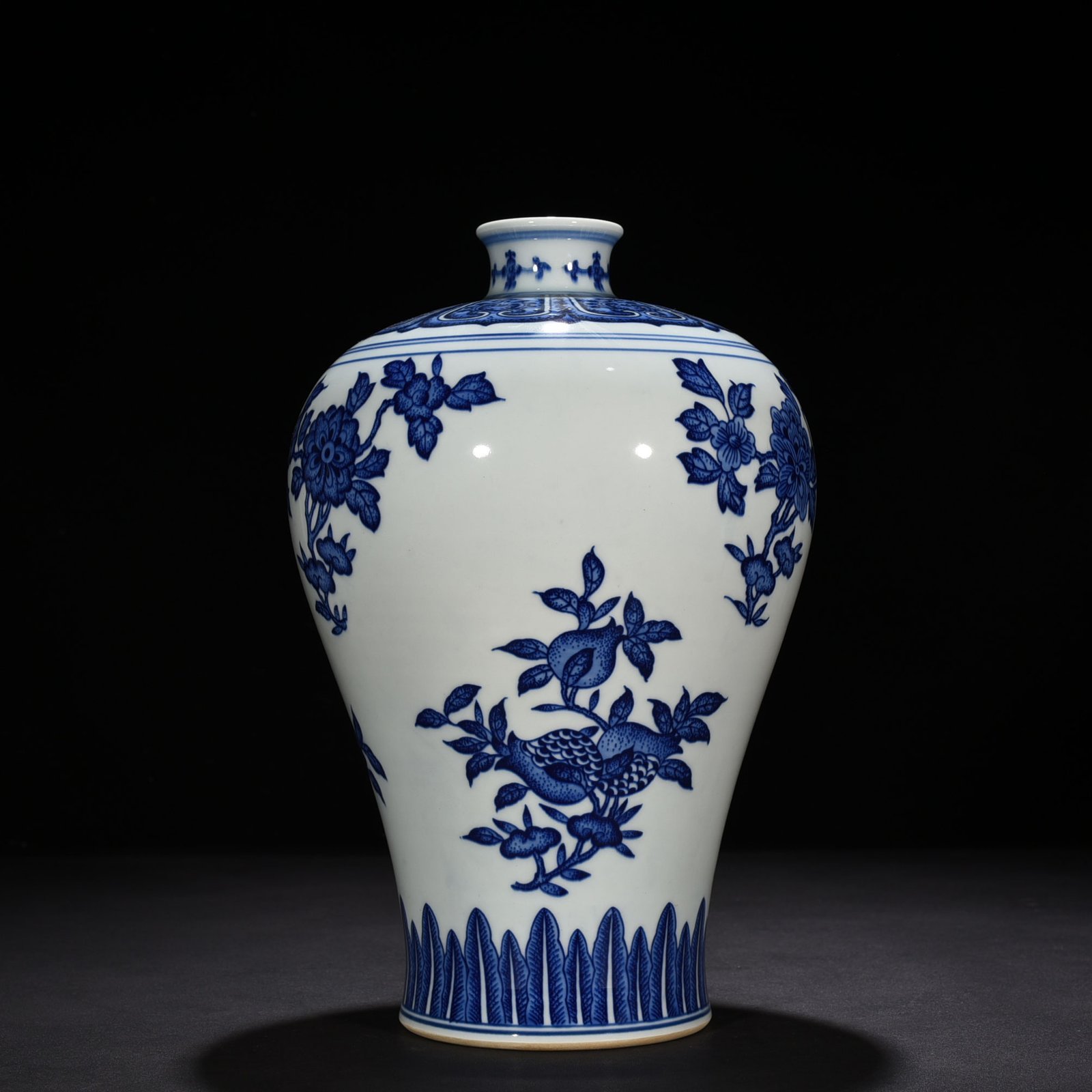 Qing Dynasty Qianlong blue and white plum vase