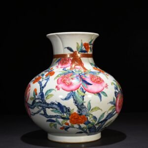 Qing Dynasty Qianlong blue and white doucai multi-pomegranate pattern pomegranate statue