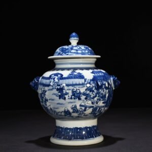 Qing Dynasty Qianlong Blue and White Hundred Sons Playing with Spring Infants General Jar