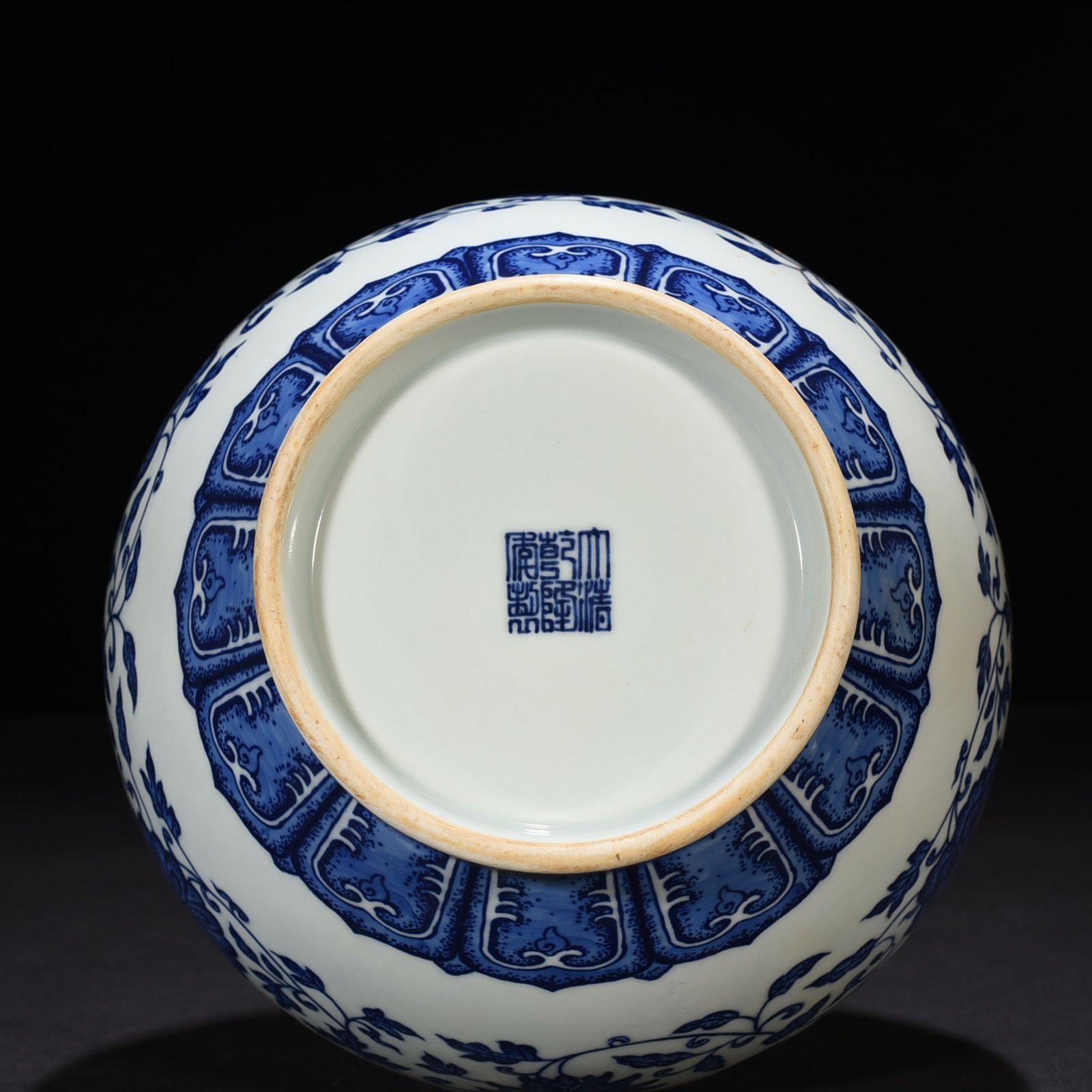 Qing Dynasty Qianlong blue and white vase with intertwining branches and floral patterns