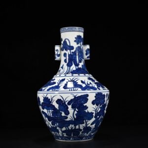 Qing Dynasty Qianlong blue and white lotus vase