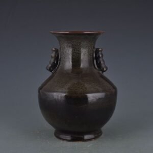 Qing Dynasty Qianlong black glaze ear-shaped vase