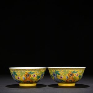 Qing Dynasty Emperor Kangxi Imperial Yellow Ground Pastel Bowl