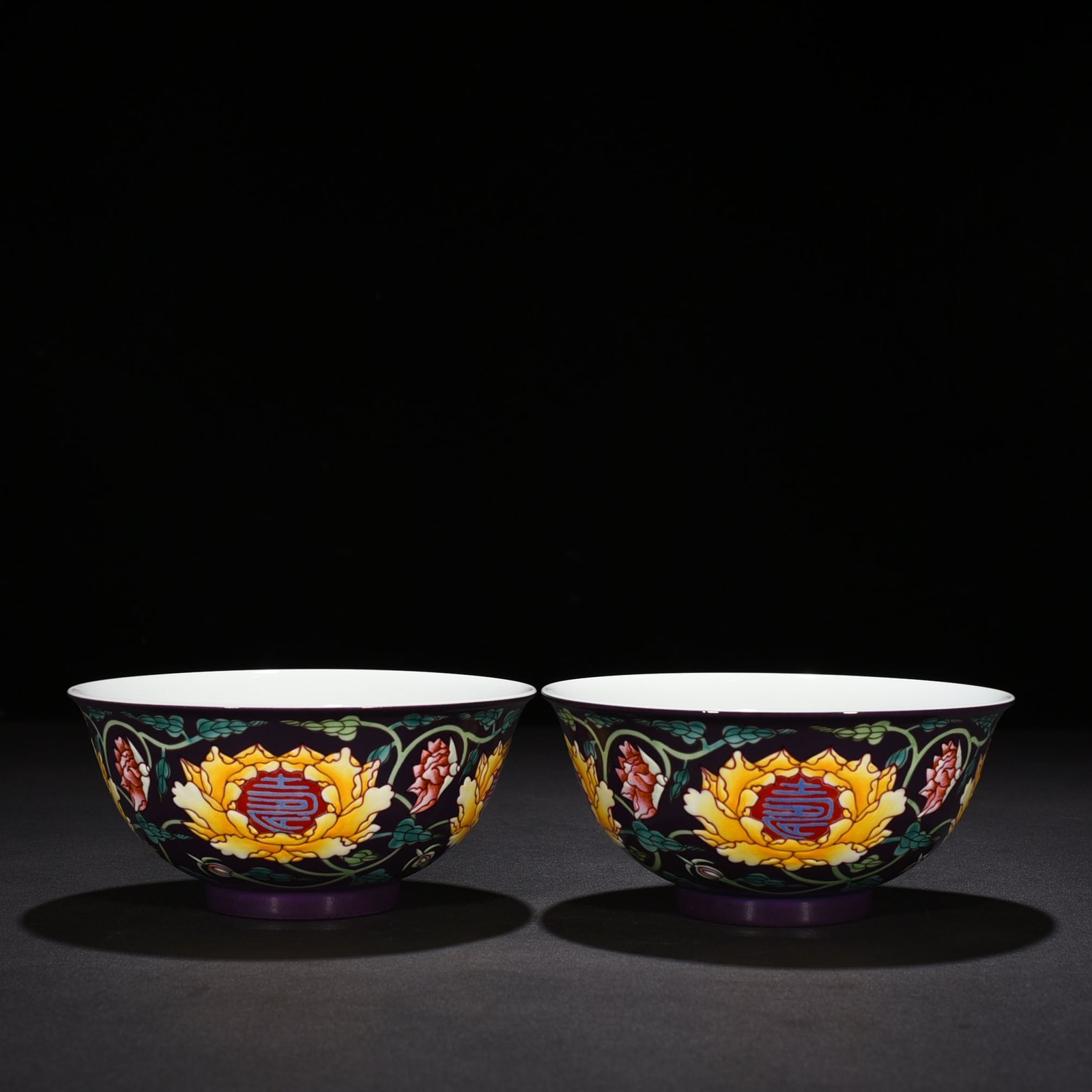 Qing Dynasty Emperor Kangxi Imperial Purple Ground Enamel Bowl