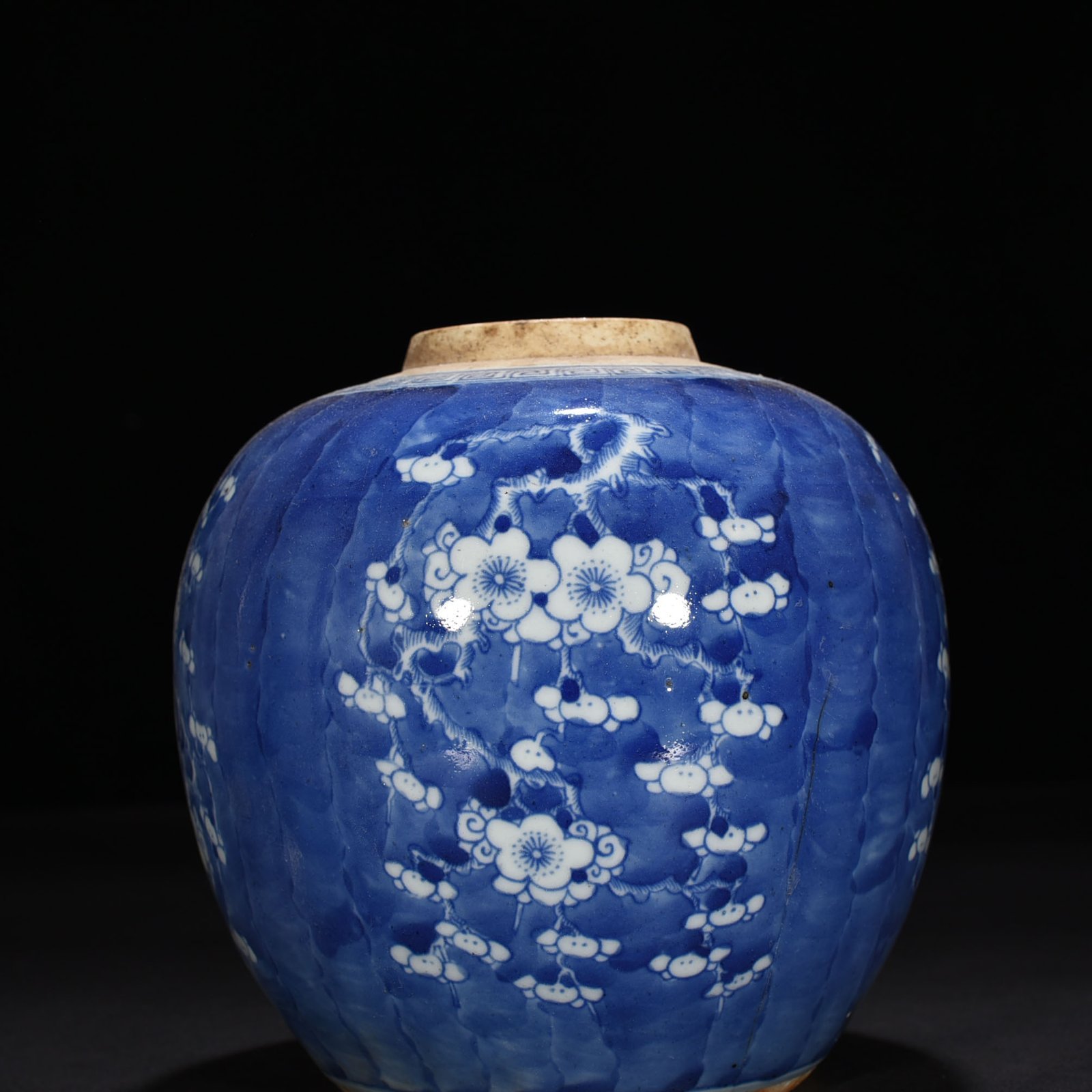 Qing Dynasty blue and white ice plum pattern jar