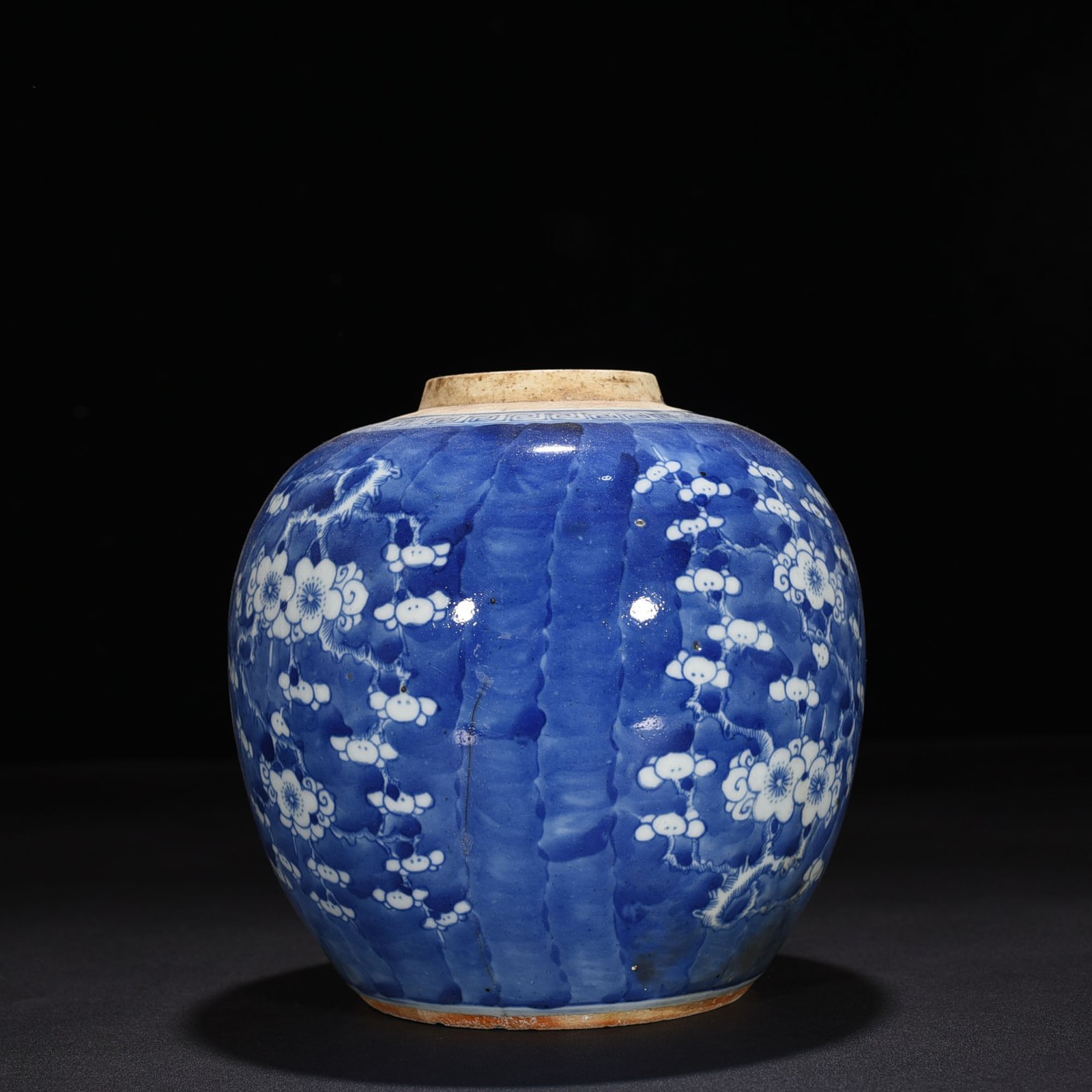 Qing Dynasty blue and white ice plum pattern jar