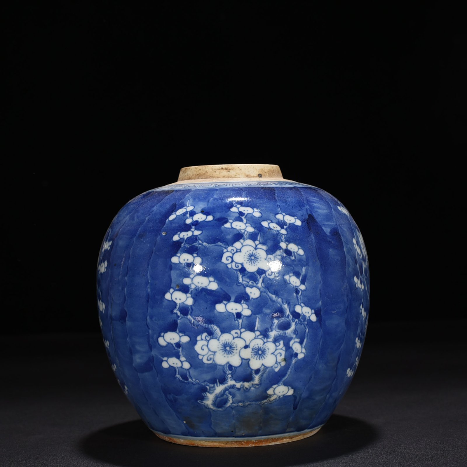 Qing Dynasty blue and white ice plum pattern jar