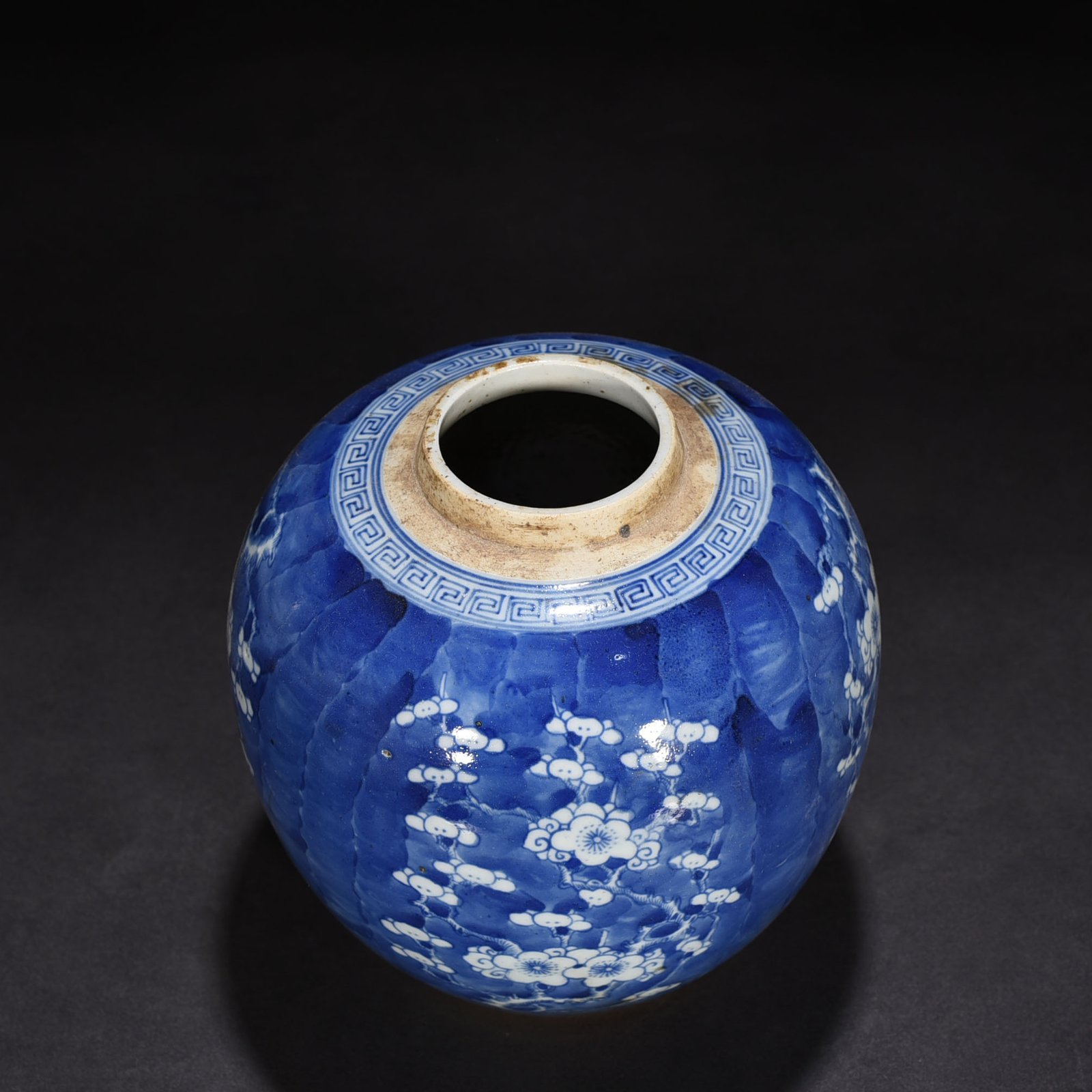 Qing Dynasty blue and white ice plum pattern jar