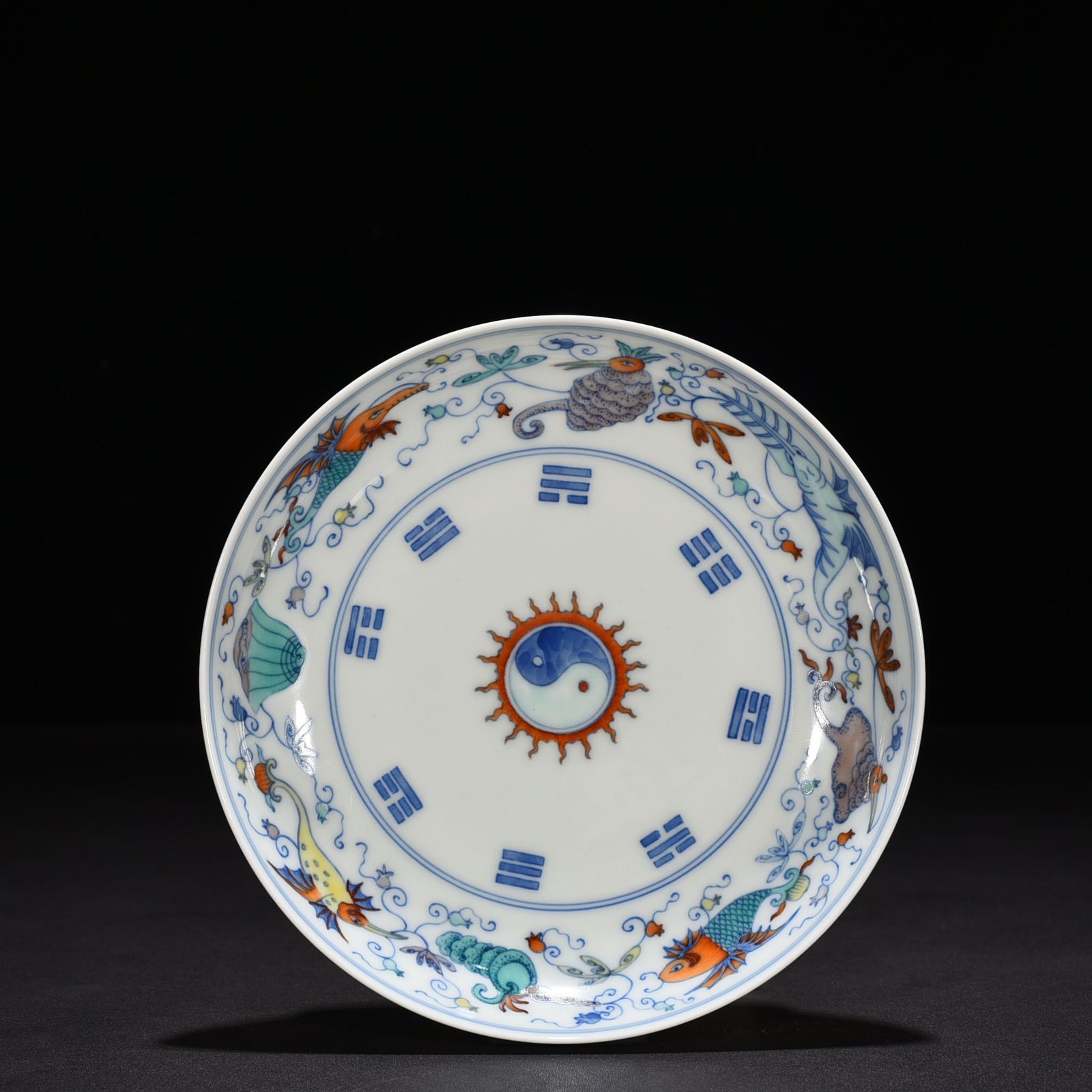 Qing Dynasty Yongzheng Doucai Bagua Pattern Disk