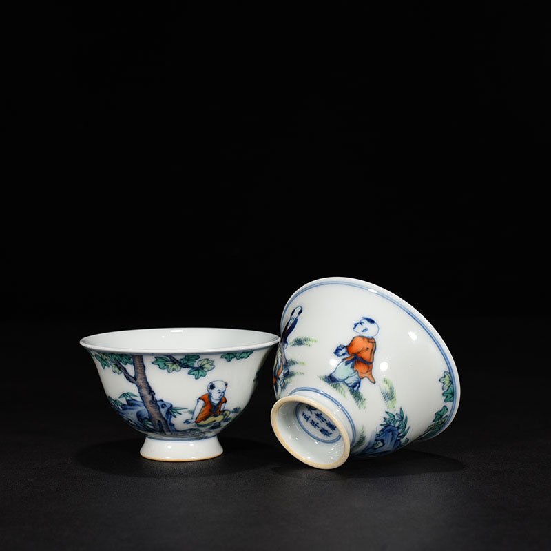 Qing Dynasty Yongzheng Doucai Baby Playing Cup