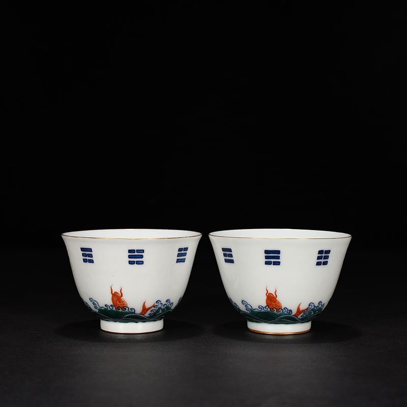 Qing Dynasty Yongzheng Doucai gold Bagua fish cup