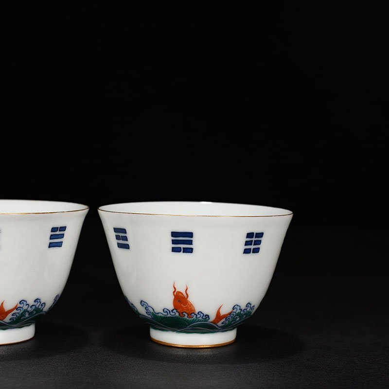Qing Dynasty Yongzheng Doucai gold Bagua fish cup