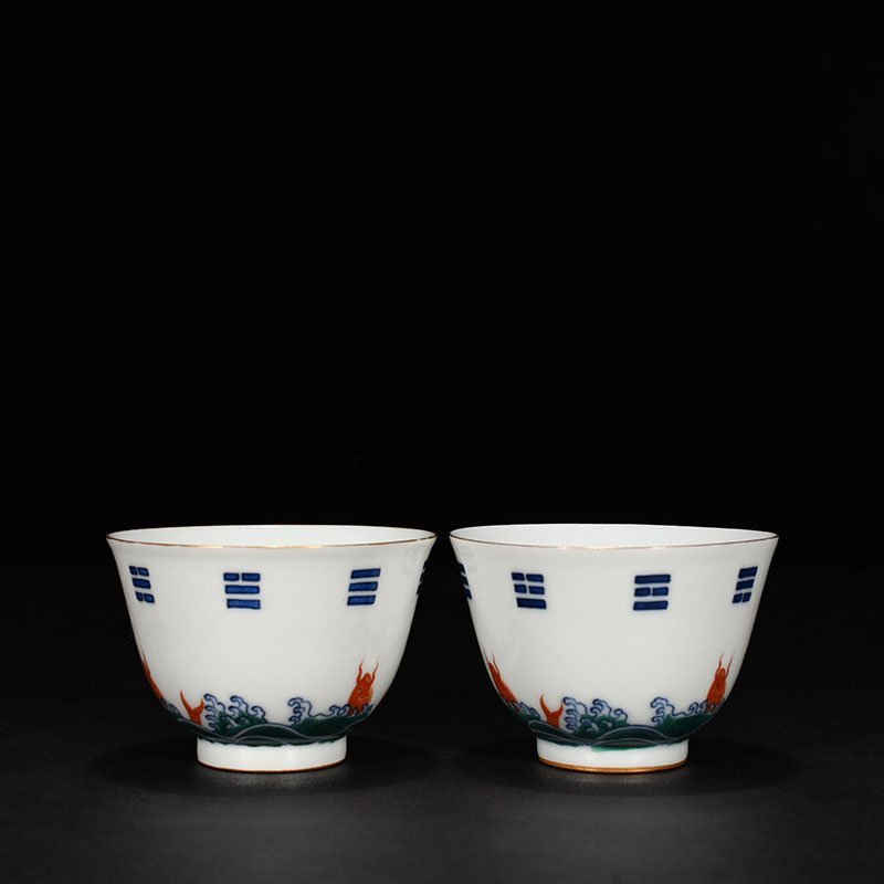 Qing Dynasty Yongzheng Doucai gold Bagua fish cup